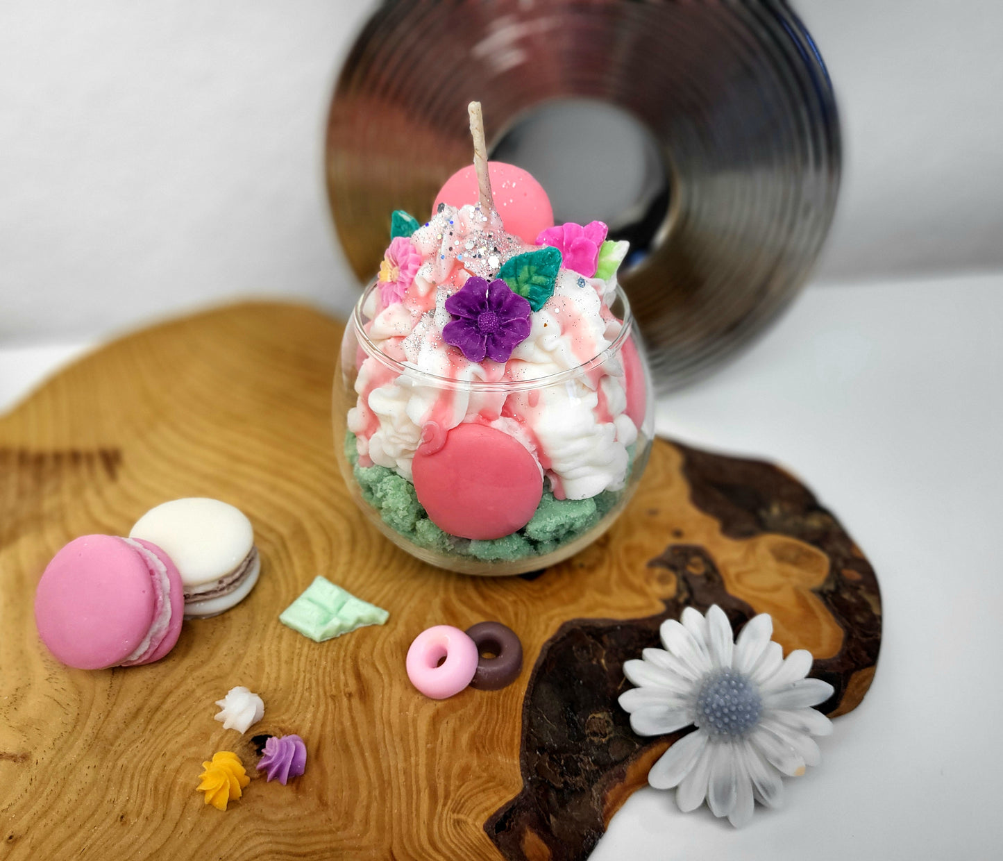 Duftkerze - Dessert mit Macarons