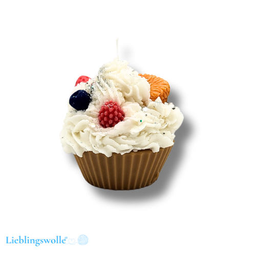 Duftkerze Cupcake mit Mandarinen -  Erdbeere- Himbeere- Heidelbeere